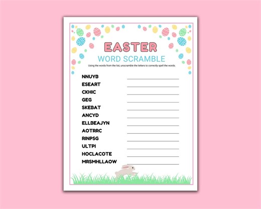 Easter Word Scramble Game for Kids, Printable Easter Classroom Games, Sunday School Church Game, Easter Word Unscramble Puzzle Game - Etsy