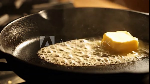 Butter Melting in a Hot Pan: A Visual Guide on Cooking and Sizzling Action