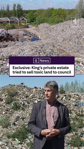 Channel 4 News has uncovered that the King’s private estate tried to sell land contaminated with toxic illegal waste in Wigan to the local council.In January, Channel 4 News revealed the 25,000-ton site, dubbed UK’s “most dangerous illegal waste dump”, was on land largely owned by the Duchy of Lancaster - the King’s extensive private portfolio of properties and estates.When approached by the programme the Duchy of Lancaster said it had offered to transfer the land to the council last year - howe