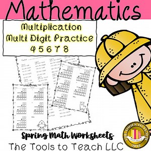 Spring Long Multiplication 4 5 6 7 8 Digits Worksheet Spaces Grade 5 Unit