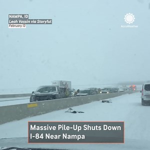 Multiple lanes on I-84 near Nampa, Idaho, were closed yesterday after a major pile-up involving 20 vehicles amid hazardous road conditions. | AccuWeather