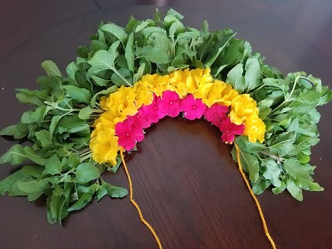 Quick & Easy Tulsi mala making | How to make Tulasi mala Easy Method | Beautiful flower garland |DIY