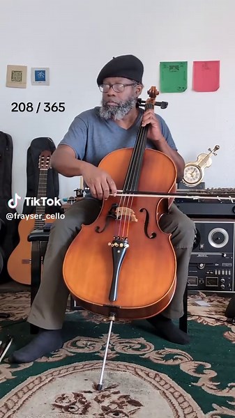 July 27 Annie Laurie Day 208: Compare to Day 178 Goal: * Keep left elbow raised * Avoid touching adjacent strings * Place cello higher on chest * Use more wrist & finger action, less shoulder & forearm Assessment: #violoncello #musicpractice #365daychallenge #orchestralstrings #cellolife