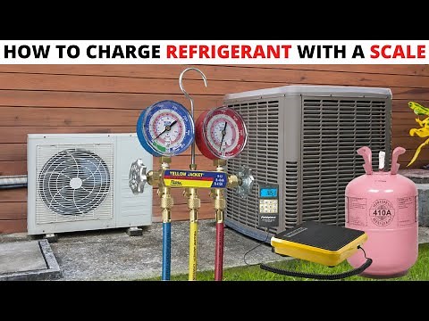 HVAC: How To Charge An AC With Refrigerant Using A Scale (Charging 410a Refrigerant/Freon)