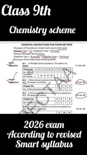 Class 9 Chemistry Pairing Scheme 2026 | New Book | Revised Smart Syllabus Punjab Board#shortvideo