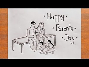 Parents Day Drawing || How to Draw Parents Day Poster Drawing Easy step by step || Happy Parents Day