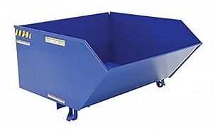 Vestil H-100-LD Steel Light Duty Low Profile Self Dumping Hopper 1 Cubic Yard 2000 Lb. Capacity Blue