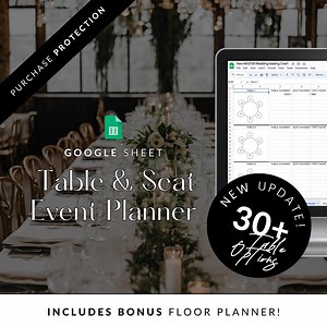 Wedding Table Seating List Planner Google Excel Sheet - Etsy