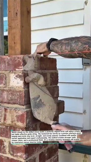 Bricklayer's Secret for Perfect Walls! #Bricklaying #Masonry #Construction