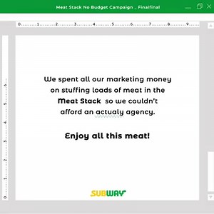 323K views · 5.3K reactions | The new Meat Stack sub is here! Packed with so much meat, you'd think we'd have enough money to make an ad for it. Get yours at your nearest Subway restaurant now! (We really did not pay for a copywriter) #LessMarketing4MoreMeat #NoBudgetForCopywriter #NoMoneyForHashtag #nobudgetfortvc | Subway Philippines | Facebook