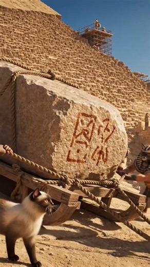 cat Pharoah build a pyramid