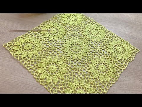 SIMPLE and VERY BEAUTIFUL 🧶 Crochet Square Motif Tablecloth Runner Pattern