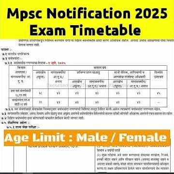 MPSC Prelims Exam 2025 Notification / MPSC Age Limit / MPSC Qualification / MPSC Exam Date Fees