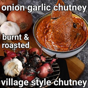 burnt onion chutney: bit.ly/3jf6Ss8 vada pav chutney: bit.ly/2REsRyG burnt onion chutney recipe | roasted garlic & onion chutney for idli & dosa with detailed photo and video recipe. an easy and simple condiment recipe made with roasted onion and garlic pods. it is perhaps one of the versatile chutney recipes which are not just limited to morning breakfast, but also for lunch and dinner. the chutney is prepared with just onion shallots and whole garlic but can also be prepared with additional co