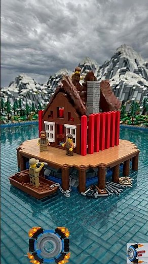 The Ultimate LEGO ASMR: Building aRed Nordic Cabin on a Tiny Island