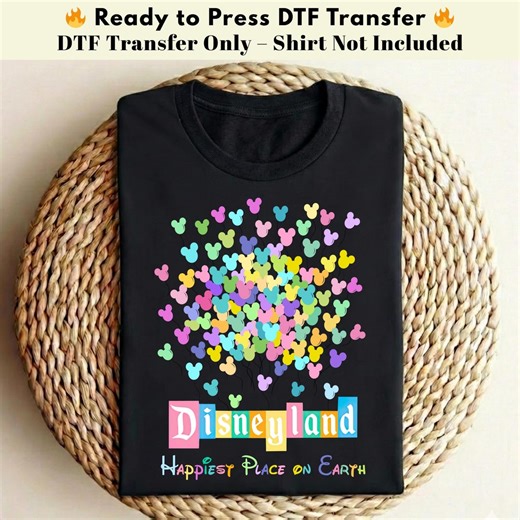 Disneyland Balloon DTF Transfer - Happiest Place on Earth DTF - Ready to Press Heat Press DTF - Disney Vacation Family Shirt - Etsy