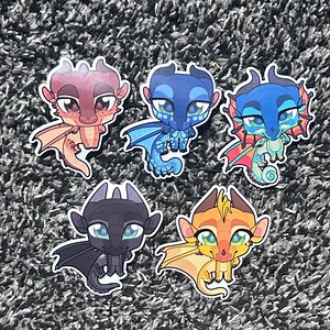 Wings of Fire Wave 1 Vinyl Stickers | Glory, Clay, Sunny, Tsunami, and Starflight - Etsy