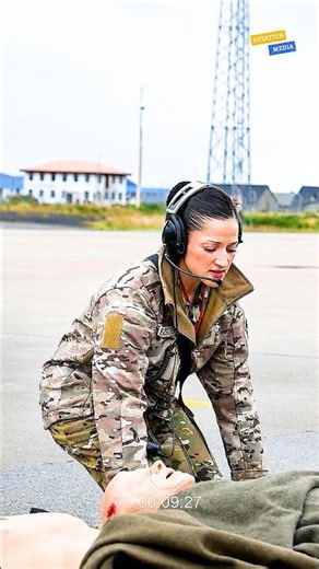 U.S. Air Force Female Personnel Conduct MEDEVAC Exercise With C-130 Hercules