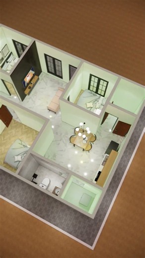 Denah Rumah 8x15 Meter 4 Kamar Tidur