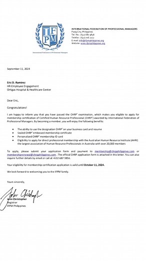 Nagtagumpay sa CHRP Examination!