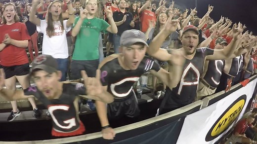 TOUCHDOWN ARKANSAS STATE -- Hansen to Bayless with nine seconds left as Red Wolves rally to a 27-26 victory over Georgia Southern. | Arkansas State University