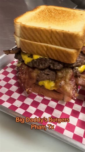 Big Daddys Burgers Pharr Tx. One of our most popular Menu item. The Heart Attack burger. #noscrapburgers #big #daddy #burgers #cheese #tx #pharr #edinburg #fy #fyp