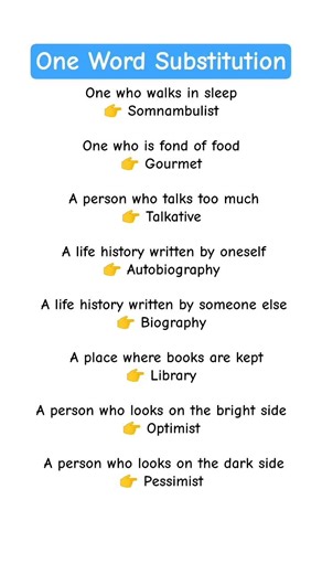 English One Word Substitution for Exams. Vocabulary booster 🔥