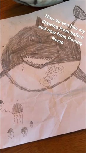 How do you like my finding Nemo drawing when Dory has a bloody nose and Bruce smells it ?￼