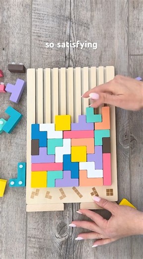 Wooden Tetris puzzle blocks for kids and brain development