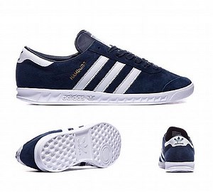 2.3K views · 26 reactions | Adidas Hamburg Collegiate Navy/White/Gold Metallic €100 | Shoe Class | Facebook