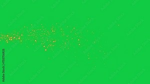 golden stars border on green screen, shiny and glitter sparks, Christmas and new year design element