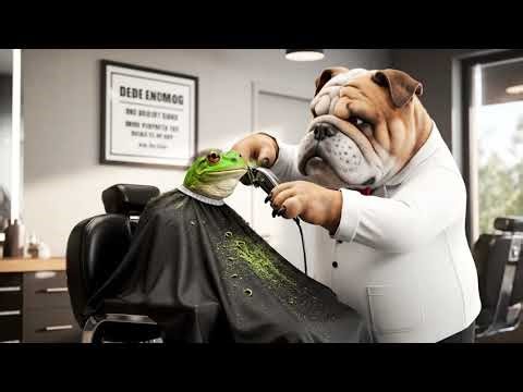 A dog cutting the frog hair 😂#kidsvideo #funny #viral