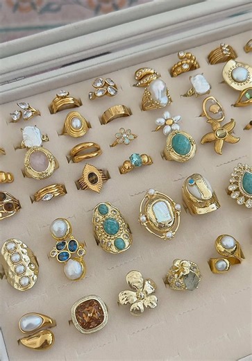 My ring collection ⚡️ #goldjewelryaesthetic #ringcollection #goldrings #stackingrings