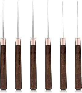 ZXIIXZ 6 Pcs Scratch Awl Tool, Awl Tool Sewing with Wooden Handle, Leather Stitching Sewing Awl Leather Scratch Awl Punch Tool for Stitching Punching Sewing DIY Leather Craft Repair