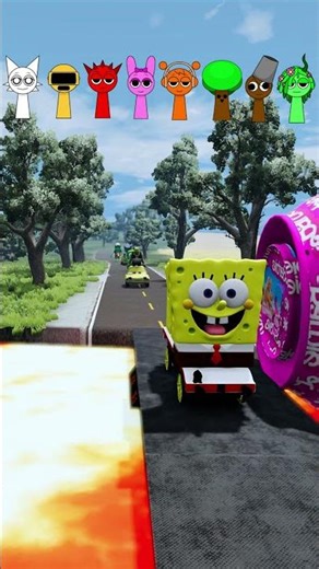 FUNNY CARS | CRAZY FROG & GUMMY & BARBIE & MARIO & SPONGEBOB & SPRUNKI VS BOLLARD | BEAMNG DRIVE