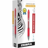 Zebra Sarasa Gel Pen - 1 mm Bold Pen Point - Refillable - Retractable - Red Ink - Pigment-based - Translucent Barrel - 12 / Pack | Grand & Toy