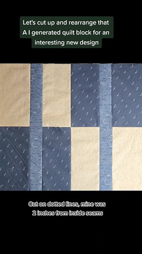 The AI generated quilt block was kind of boring, so I turned it into a disappearing 4 patch. #disappearing4patch #chatGPTquilt #AIgeneratedquilt #quilttok #quiltersoftiktok #quiltingismytherapy #quiltersgonnaquilt