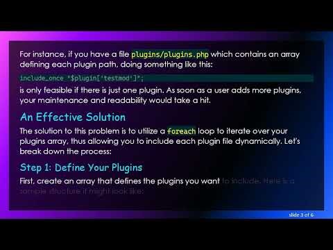 How to Include Multiple PHP Files from an Array for Your Plugin System