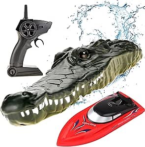 PowerTRC 2 in 1 Remote Control Speed Boat Crocodile 2.4Ghz | RC Toy Speed Boat for Pools and Lakes | Rechargeable Battery | Fun Prank Gift for Boys & Girls