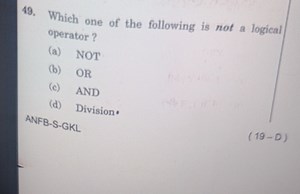 Which one of the following is not a logical operator?(a) NOT(... | Filo