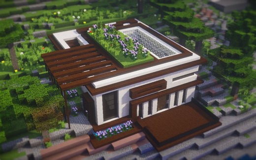 【我的世界建筑教学】——原版材质做建筑006期（现代别墅）