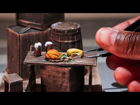 How to Make a Tiny Fantasy Tavern Scene | Miniature Food & Diorama Build