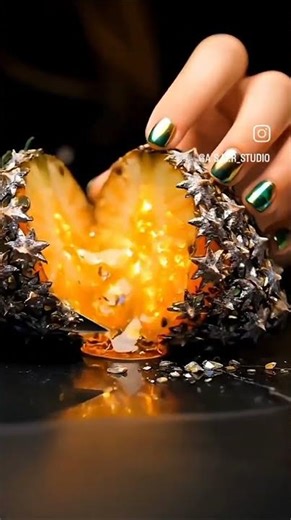 Mirror Glass Pineapple 🍍 strawberry 🍓/oddly satisfying ASMR cutting sound #asmr #asmrsounds #asmrres