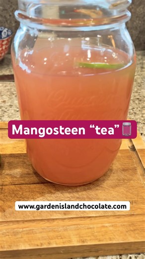 Mangosteen rinds steeped in hot water- it’s beautiful at first but will quickly oxidize🫙🍋‍🟩