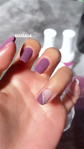 Stardust Plum Shimmer & Diamond Dust Super Shine Color Block Nails Dipping Inspo 💕💅