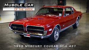 186K views · 8.6K reactions | Check out this often overlooked muscle car, the 1968 Mercury Cougar GT-E. These were sporty but comfortable, and the GT-E bought you a 7-liter V8 to make things interesting. Most were the smooth 428 V8, but some were ordered with the legendary 427... like the one in this video. The 427 was rated at 390 HP and has a great rumble, but the car is refined enough to drive and enjoy every day. #musclecar #cougar #427 | Muscle Car Of The Week | Facebook
