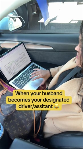 When your husband becomes the designated driver and assistant 😂💻🚗 The hustle doesn’t stop just because we’re moving ✨ ⸻ #WorkFromAnywhere #realtorlife #DesignatedDriver #HusbandGoals #browntiktok