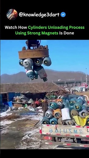 Watch How Cylinders Unloading Process Using Strong Magnets Is Done