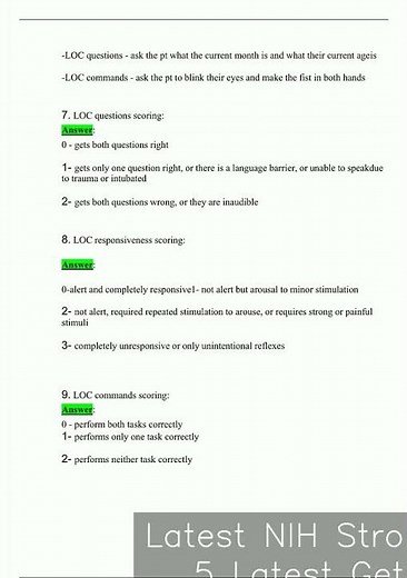 Latest NIH Stroke Scale Test 1 5 Latest Get Ready for A Test with Latest QAs Answers video