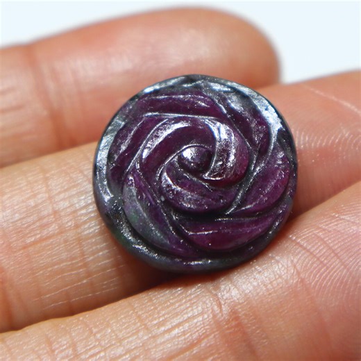 Natural Ruby Zoisite Carving Cabochon: 24 Cts Gemstone, 20x21x6 Mm - Etsy